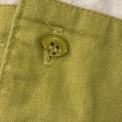 Koman Men’s short sleeve button-down 55% Linen 45% Cotton Size 2XL Green & White