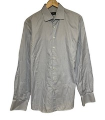 Carolina Herrera Men’s Size 16.5 Button Front Dress Shirt Light Blue Cotton euc