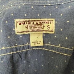 Wallace & Barnes Lightweight Work Shirt S white dots nice cats eye buttons