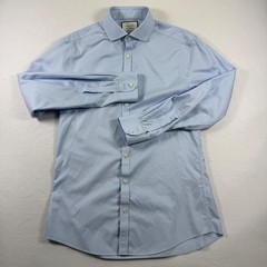 Charles Tyrwhitt Extra Slim Fit Dress Shirt Light Blue 16/34 Non-Iron Cotton