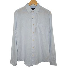 Ben Sherman Mens Blue Modern Classic Fit Linen Blend Button Up Shirt Small