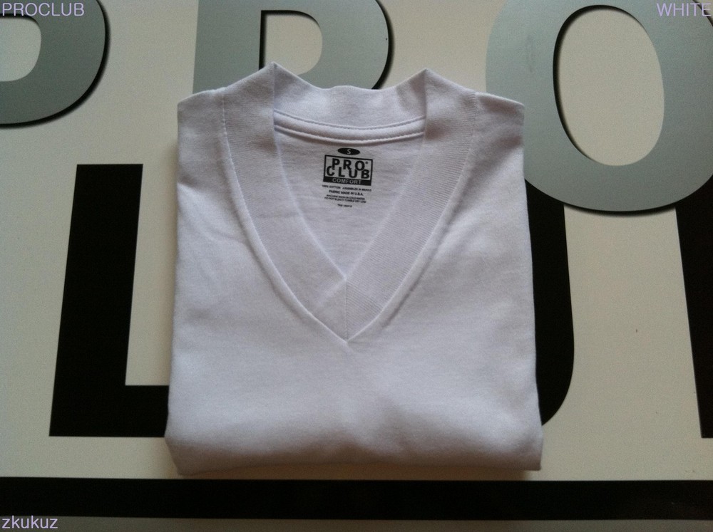 6 NEW PROCLUB V-NECK T-SHIRT COMFORT WHITE BLANK PLAIN PRO CLUB X-LARGE XL 6PC