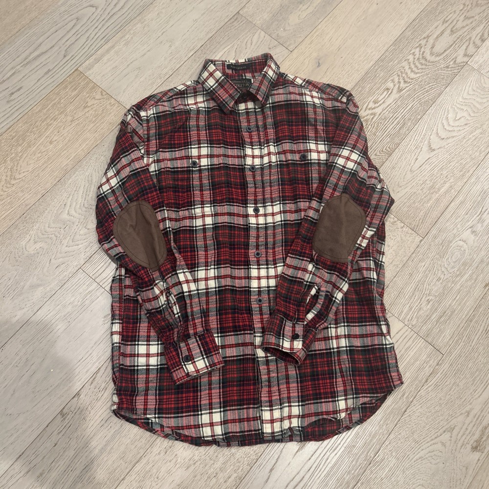 Pendleton Mens Medium The Hawthorne Red Plaid Button Up Shirt Long Sleeve