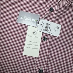 Construct 4-Way Stretch Slim Fit Button Up Men XL Red Geometric Flip Cuff NWT