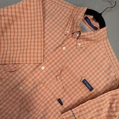 Columbia PFG Super Bonehead Men Med Orange Check Fishing Shirt Short Sleeve Omni