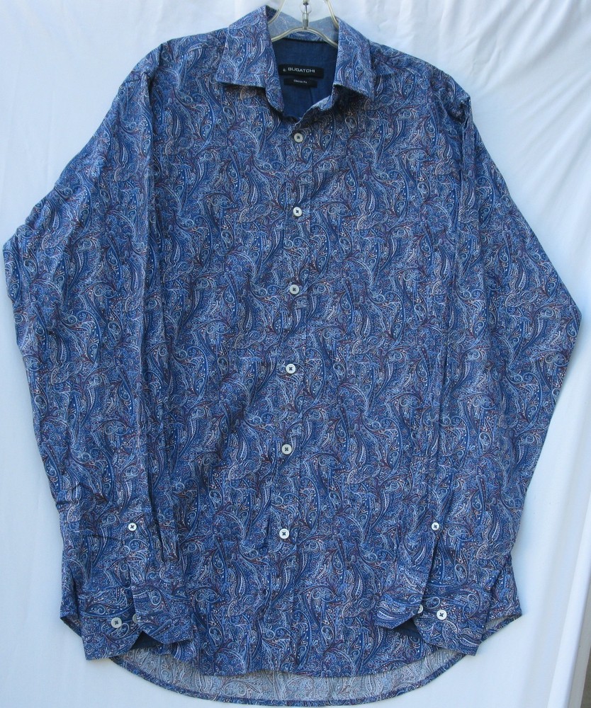 Bugatchi long sleeve cotton/elastane blend classic fit shirt men’s size small