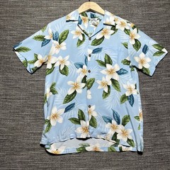 Two Palms Hawaiian Shirt Men’s Small Blue Floral Short Sleeve Button VTG Rayon