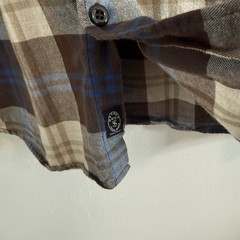 Todd Snyder Utility Flannel Button Down Shirt – Brown Blue Cream Plaid – Size XL