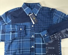 NWT Ralph Lauren Men’s Plaid Patchwork Eagle Stars Shirt Sz Small 2019 Holiday