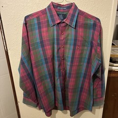 Cambridge Classics mens button down long sleeve plaid sz XL Single Needle Taylor
