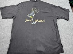 Tori Richard Men’s Embroidered Martini Just Chillin’ Silk Camp Shirt Size XL