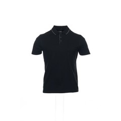 Alfani Mens Polo Shirt Deep Black Cotton Blend Solid Short Sleeve Casual Top