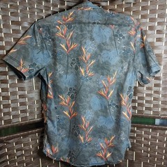 Burnside Button Down Shirt With Collar Grey Foral Print One Front Pocket Size M