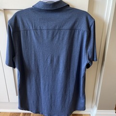 01.Algo Performance Polo button up Shirt Mens L Blue UPF 40 Moisture Wicking