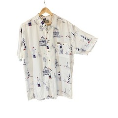 Vintage GPS Global Tracking Nautical Lighthouse Shirt Coastal Beach XL resort