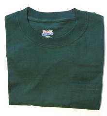 NWT Mens Hanes Beefy-T Short Sleeve Crew Neck Pocket T-Shirt Dark Green Small