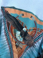 Insane Vintage Liquid Blue Native American Eagle All Over Print Tee USA XL #90s