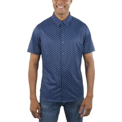NEW Jachs New York Men’s L Blue Short Sleeve Button up Shirt Stretch Pattern