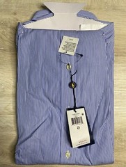 NWT Polo Ralph Lauren Mens Shirt White L 17 Blue Striped Custom Fit Long Sleeve