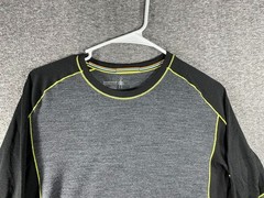 Smartwool Merino Wool Base Layer Long Sleeve Mens Medium Grey Black Neon Sport
