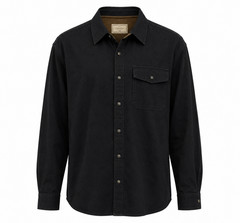 CQR Flannel Shirt Mens Sz XL Black Brown Corduroy Cuff Collar Gorpcore Workwear