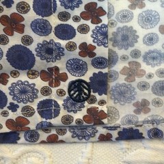 NWT Vustra Men’s Floral Pattern Button-Up Shirt – Blue & Orange Organic Cotton