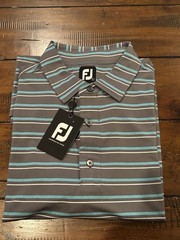 NWT FootJoy Mens Space Dyed Stripe Lisle Golf Shirt Polo Lava Grey Size Large