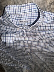 Peter Millar XL Performance Stretch Button Down Shirt Blue Plaid Cotton Lyocell
