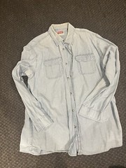 Wrangler Denim Shirt Mens XLT Premium Light Blue Long Sleeves western Cowboy USA