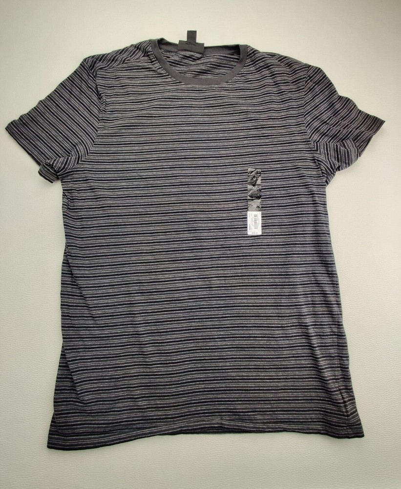Marc Anthony Men’s Medium Grey/Black Striped Short Sleeves Crew Neck T-shirt New