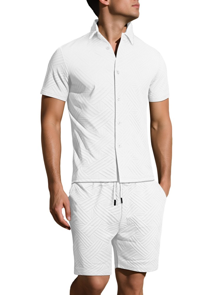 Solid Jacquard Breathable Sports 2-Piece Summer Set