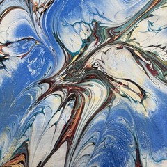 Vintage 90s Jerzees High Cotton All Over Marble Print T Shirt XL Blue USA Art