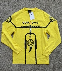 Air Jordan Zion x Naruto Mens Long Sleeve Shirt Sz Xtra-Small Lemon Yellow