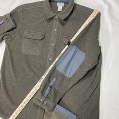 LL Bean Shirt Mens Large Brown Shacket Outdoor Button Up Elbow Patches