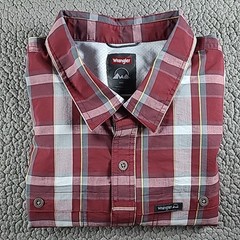 Wrangler ATG Shirt Mens 3XLT Red plaid Outdoor Nylon Button Chest Pocket L/S