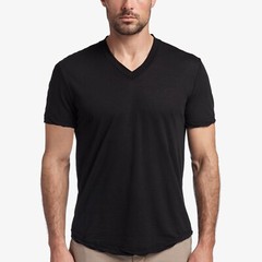 James Perse Men Relaxed Fit S/S V-neck Cotton T-Shirt Solid Black Wash MLJ3352