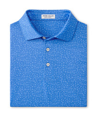 Peter Millar Blue Sea Toga Party Performance Jersey Polo Golf Geo Print NWT L
