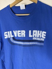 Silver Lake Michigan Size XL Mens Long Sleeve T-Shirt Blue Northern Michigan Tee
