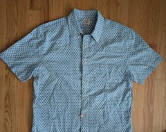 Faherty Mens Medium Geometric Shell Button Up Short Sleeve Pocket All Over Print