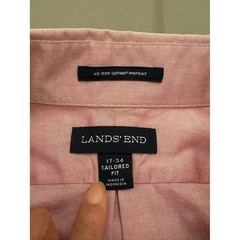 Lands’ End Men’s Light Pink Button-Down Shirt Size 17/34