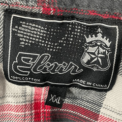 Elixir Black Gray Res Plaid Button Down/Up Long Sleeve Shirt 100% cotton XXL