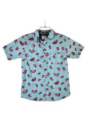 Distortion Men’s S Modern Button Front Watermelon Shirt Hawaiian Summer Beach