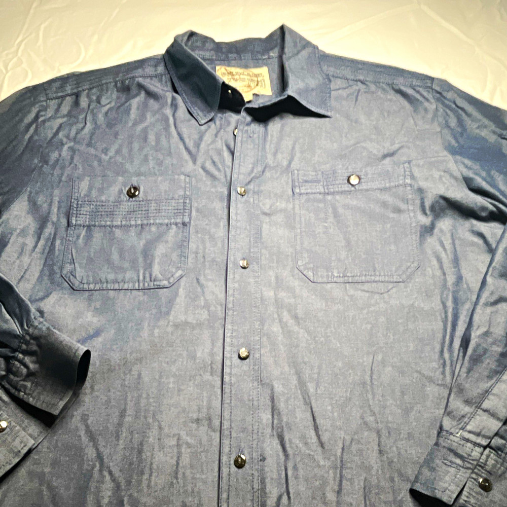 Gold Label Men’s 2XL Blue Solid Chambray Cotton Button-Up Long Sleeve (108)