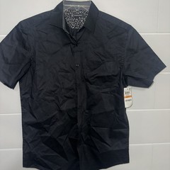 I.N.C Mens Deep Black Button Up Shirt, Small