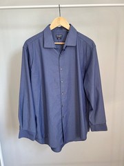 Van Heusen Flex Slim Fit Stretch Dress Shirt Blue 17.5 32/33 XL Mens