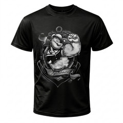Popeye the Sailor Man Anchor Muscle Cartoon Womens or Mens Crewneck T Shirt Tee