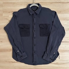 Rag & Bone Knit Engineered Shirt Jacket, size XL, Navy