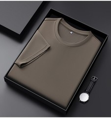 Summer fashion Men’s Silk T-Shirt Short Sleeve Luxury Soft Breathable Tee Hot