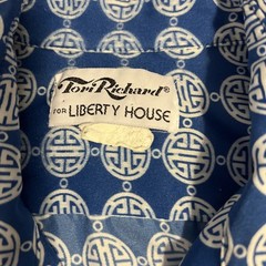 Vintage Tori Richard Hawaiian Shirt Medium Liberty House Blue Asian Theme Circle