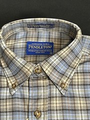 Pendleton Mens Small Plaid Button Down Long Sleeve Shirt Tan Blue Cream New